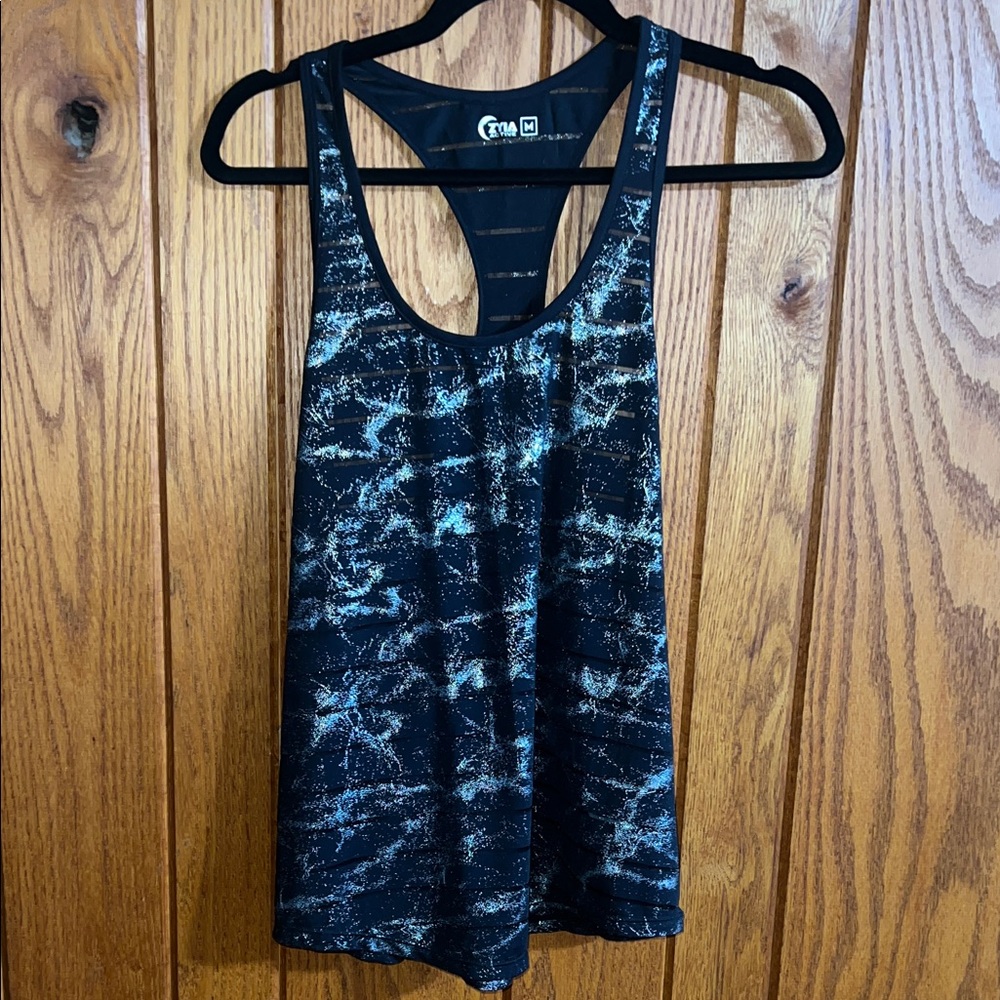 ZYIA Black and White Patterned Tank Top Size M